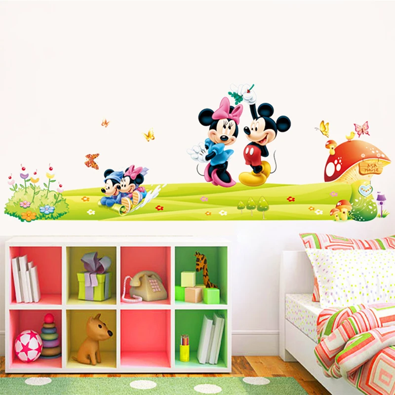 Us 1 09 8 Off Cartoon Mickey Minnie Mouse Height Measure Wall Stickers For Kids Rooms Girl Children Nursery Room Decor Growth Wall Decals In Wall