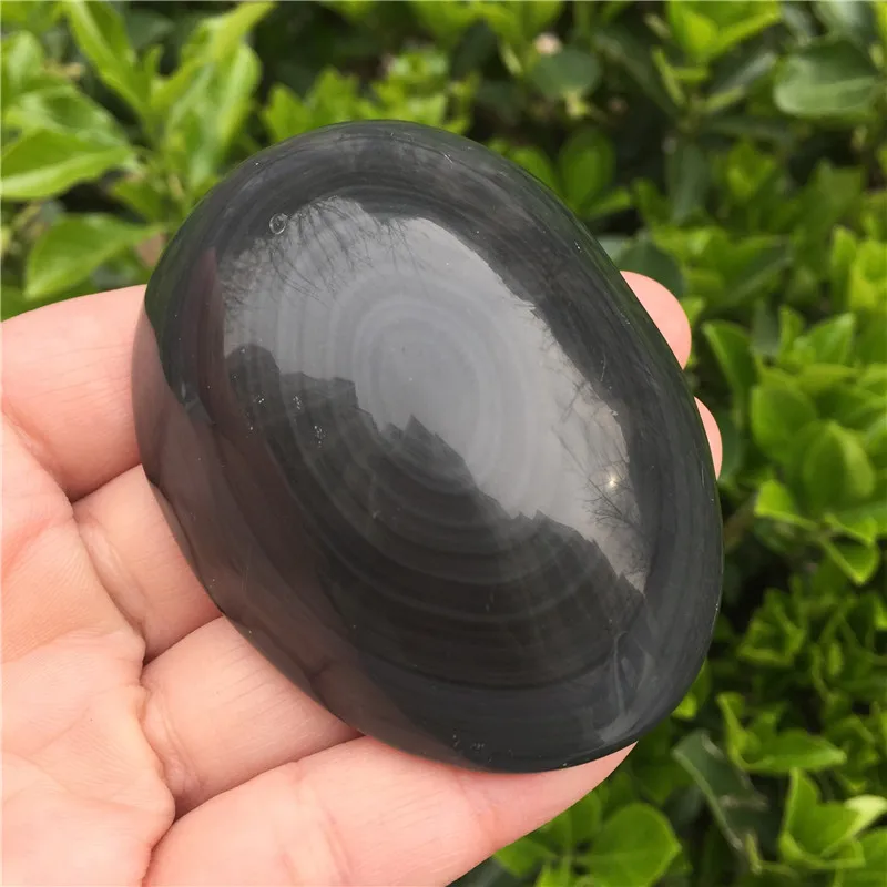 

Natural Obsidian Palm Stone Crystal Stone Smooth Polished Pebble Reiki Healing Chakra Stone
