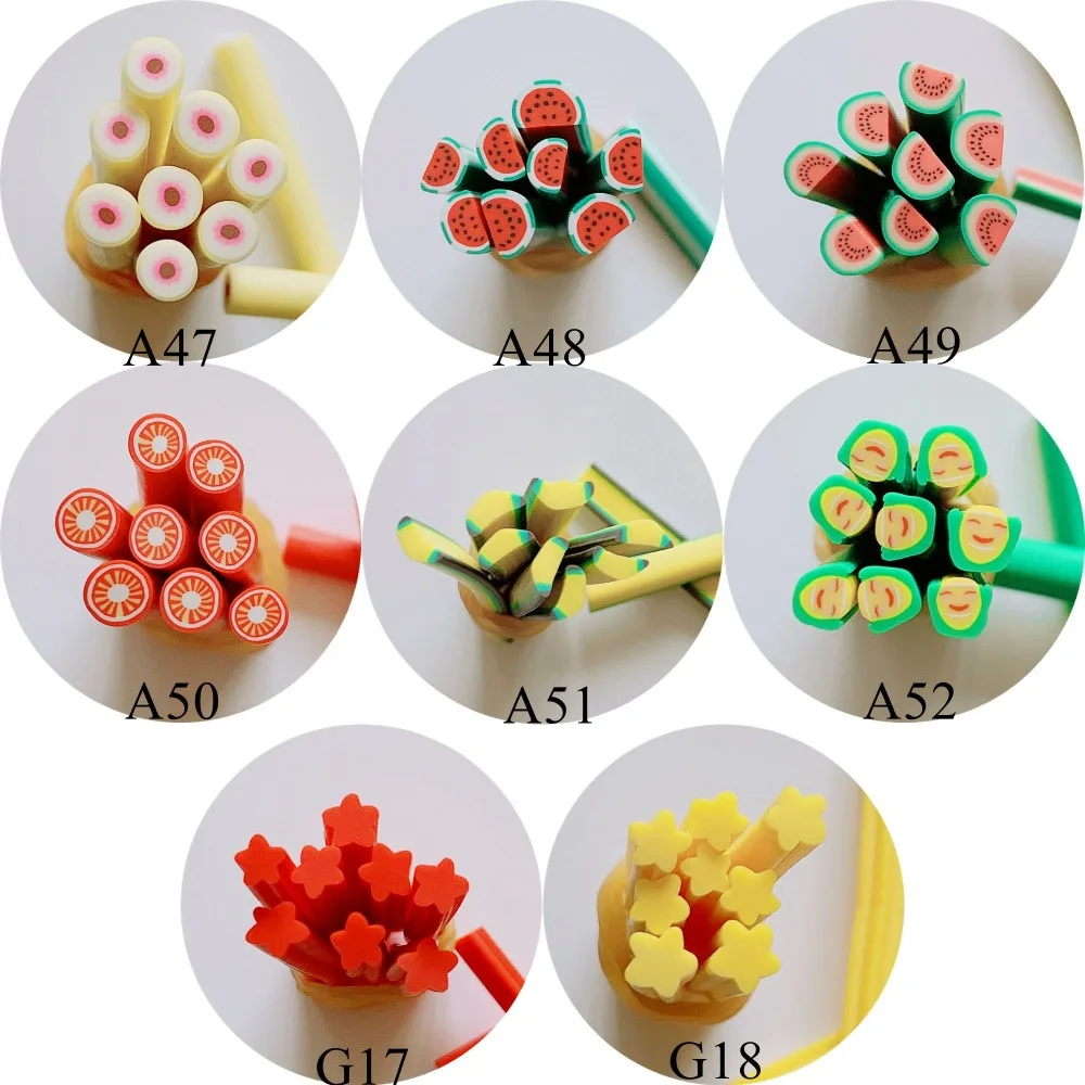 5 шт./партия 5 мм* 5 см Новая фруктовая серия Полимерная глина трость Необычные персиковый томатный банан звезда