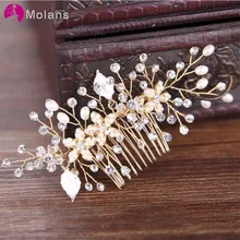 MOLANS многоцветные хрустальные жемчужные шпильки с цветами для элегантной невесты свадебные листья пряжа цветок промежность для свадьбы/вечерние гребни для волос