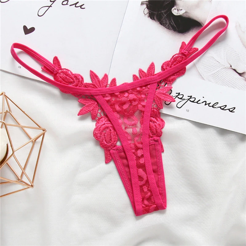Brand Women Sexy Underwear Transparent Flower G String Pearls Thongs Women's Sexy Panties Lace Culotte Femme Sexy Lingerie (2)