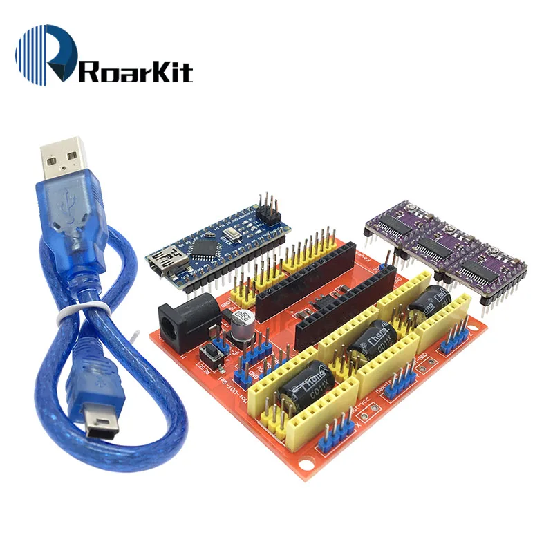 CNC Щит V4 гравировальный станок+ NANO 3,0/3d принтер/A4988/DRV8825/AT2100 Плата расширения драйвера для Arduino Diy Kit
