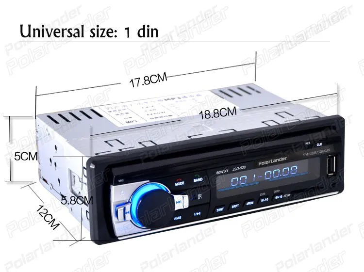 Аудио 12 в автомобильный стерео радио MP3 аудио плеер Поддержка Bluetooth автомобиля аудио функция USB/SD MMC порт автомобиля в тире/пульт дистанционного управления