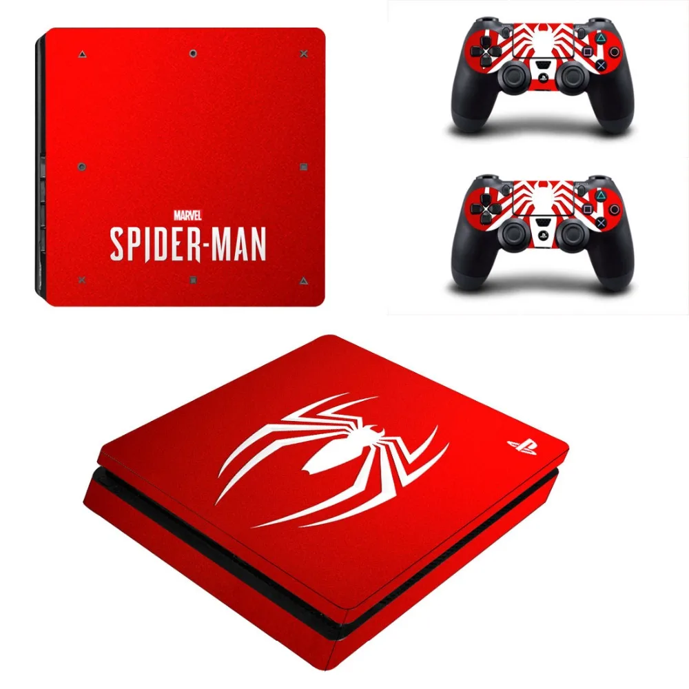 

Marvel Spiderman PS4 Slim Skin Sticker Decal Vinyl for Sony Playstation 4 Console and 2 Controllers PS4 Slim Skin Sticker