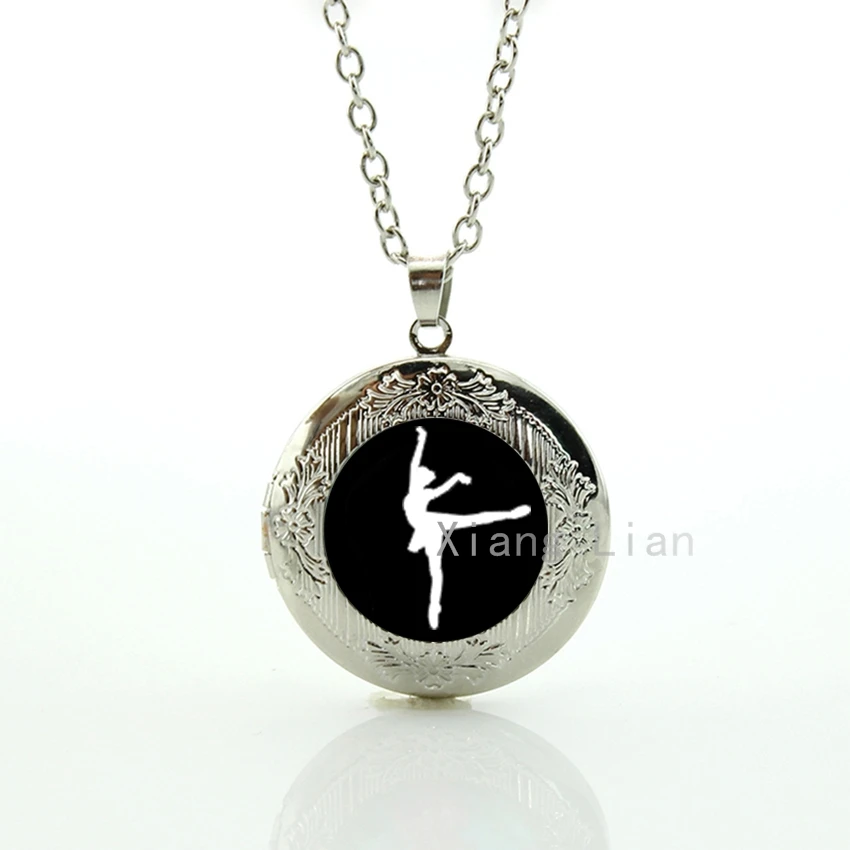 

Retro romantic dancing girls plated silver necklace charming colorful dance women pendant locket necklace Friends gifts DC005