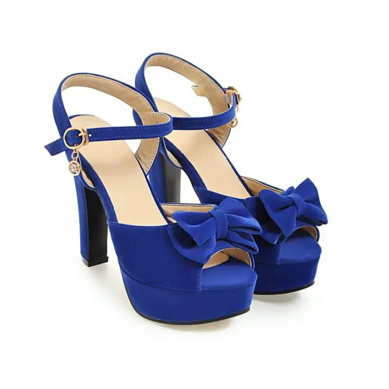 QPLYXCO/Новинка; элегантная женская обувь; Босоножки с открытым носком на высоком каблуке(12 см); вечерние и свадебные туфли на платформе; женские босоножки; большие размеры 31-47; 161-15 - Цвет: Синий