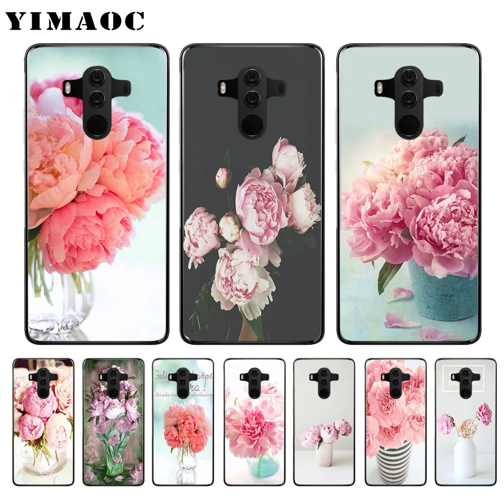 

YIMAOC Pink Flower Peony On The Vase Soft Case for Huawei Y5 Y6 Y7 Prime Y9 Mate 10 20 Lite Pro Nova 2i 3 3i 4 Lite