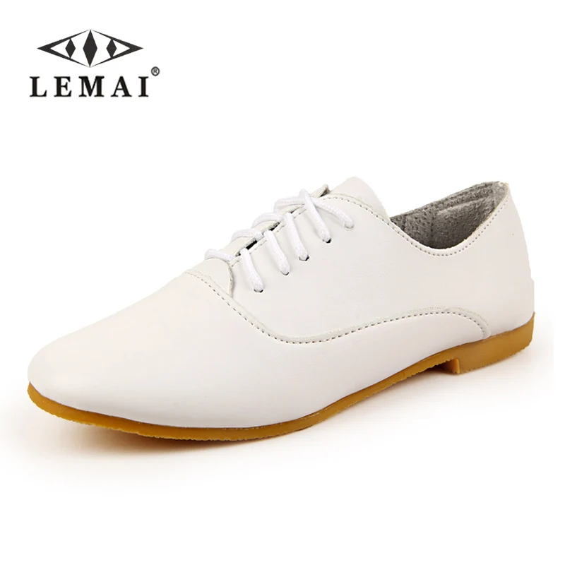 

LEMAI Woman Split Leather Shoes Women Flat Loafers New Autumn Round Toe Hook & Loop Leather Women Flat Shoes Casual