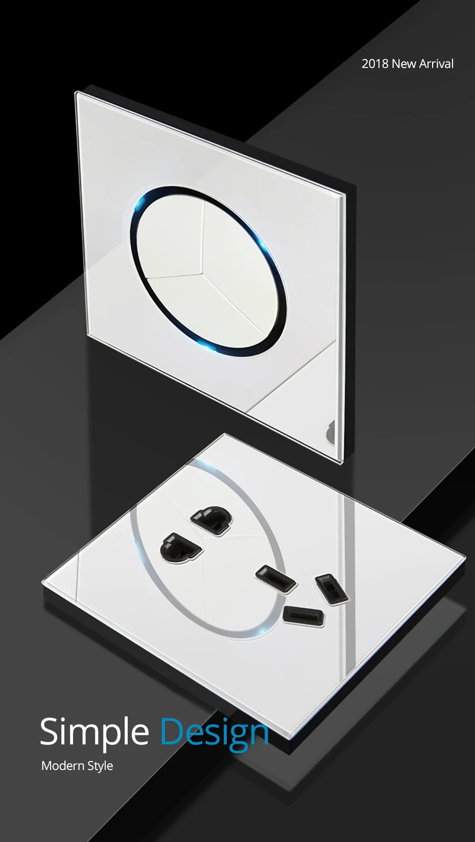 Tomada de parede wallpad l6, tomada dupla,