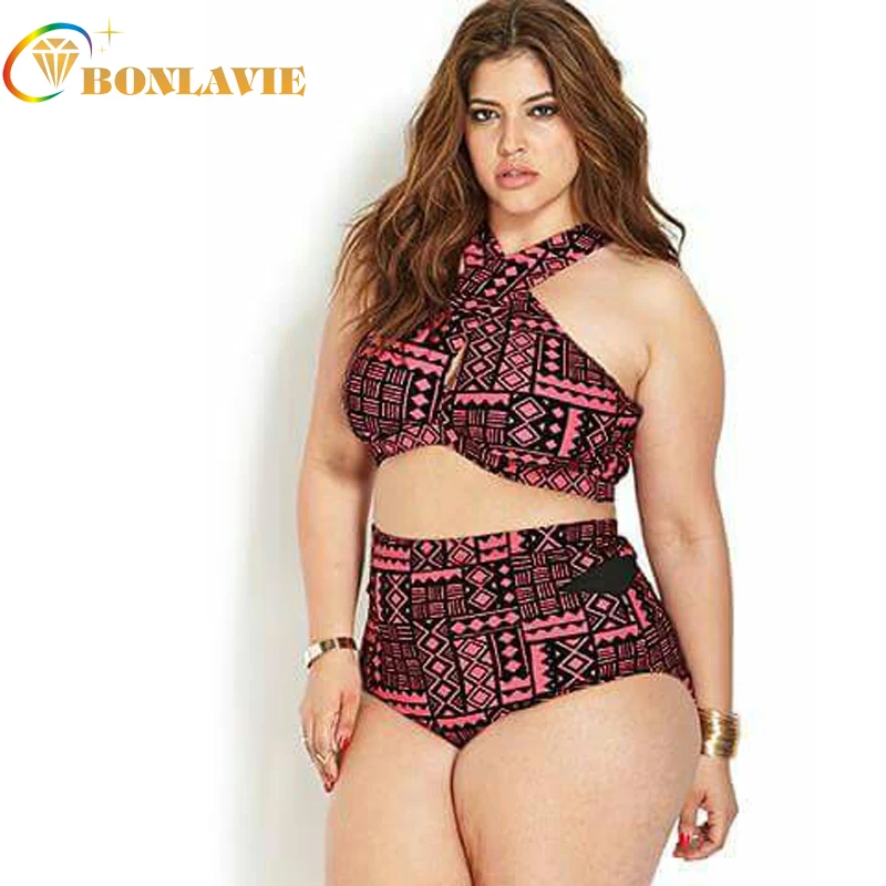 

Girls Sexy Bikini Sets Plus Size Ladies Beachwear Bandage High Waist Bikini 2017 Fat Women Swimwear Swimsuit Large Size 4XL