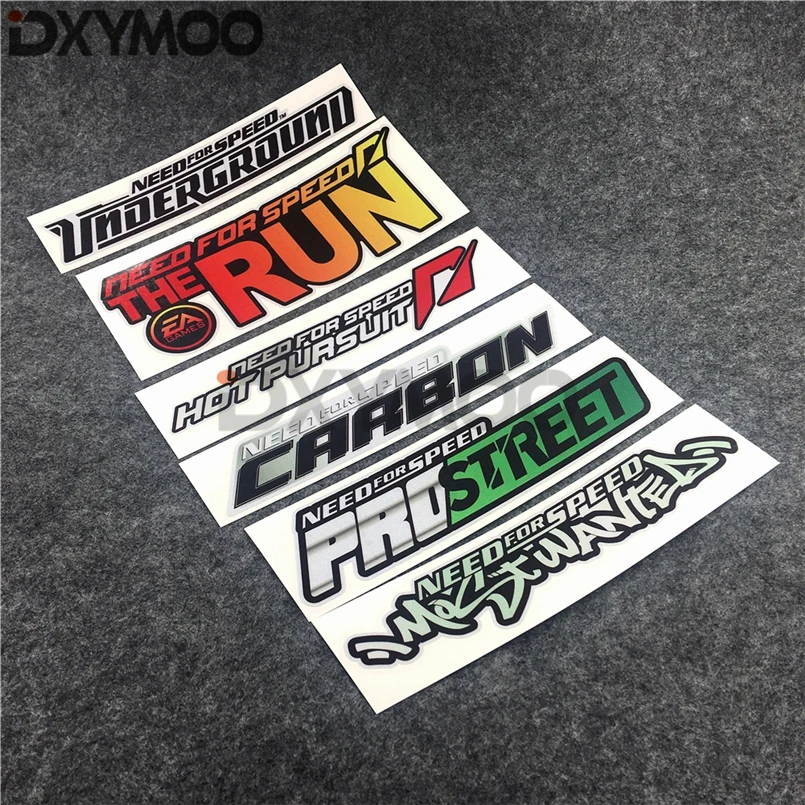 

6pcs/lot Car Styling Reflective Car Stickers Game Need for Speed/MOST WANTED/Hotpursuit/Underground/Prostreet/THE RUN