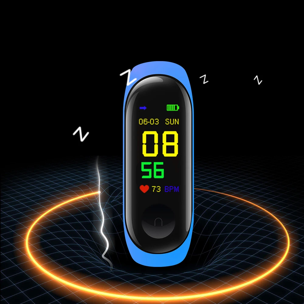 Экран Шагомер фитнес Bluetooth Smartwatch для мужчин и женщин водонепроницаемый IP67 Смарт спортивные часы черный красный синий ремешок