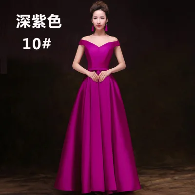 Vestido de fiesta para boda Новое атласное платье с открытыми плечами и короткими рукавами трапециевидной формы, голубое, зеленое, фиолетовое, розовое, бордовое длинное платье подружки невесты