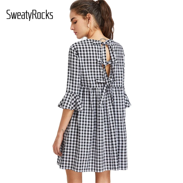 girls black gingham dress