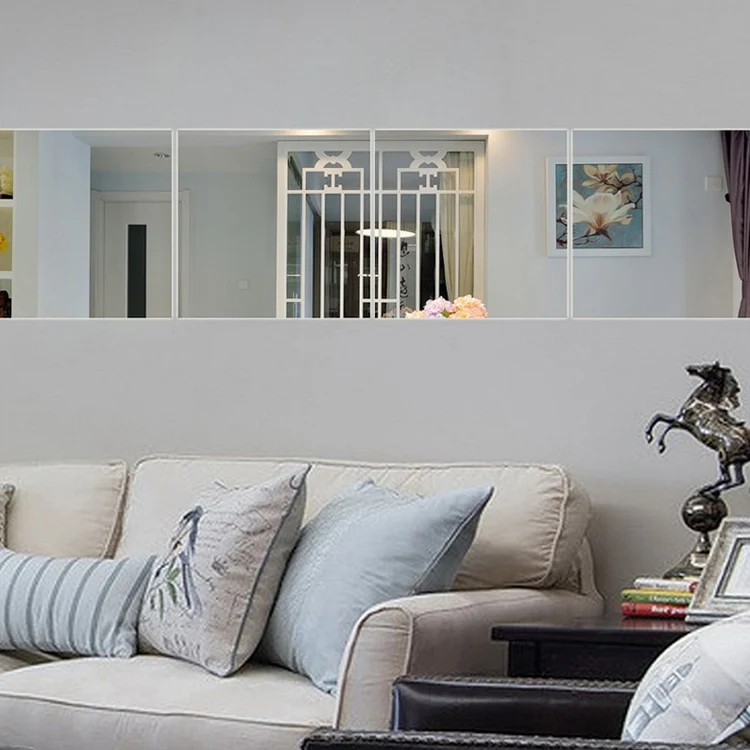 

9 pcs/set 15 X 15cm Square Mirror Wall Stickers Creative Removable Wall Decal bathroom Waterproof Home Decorative Sticker