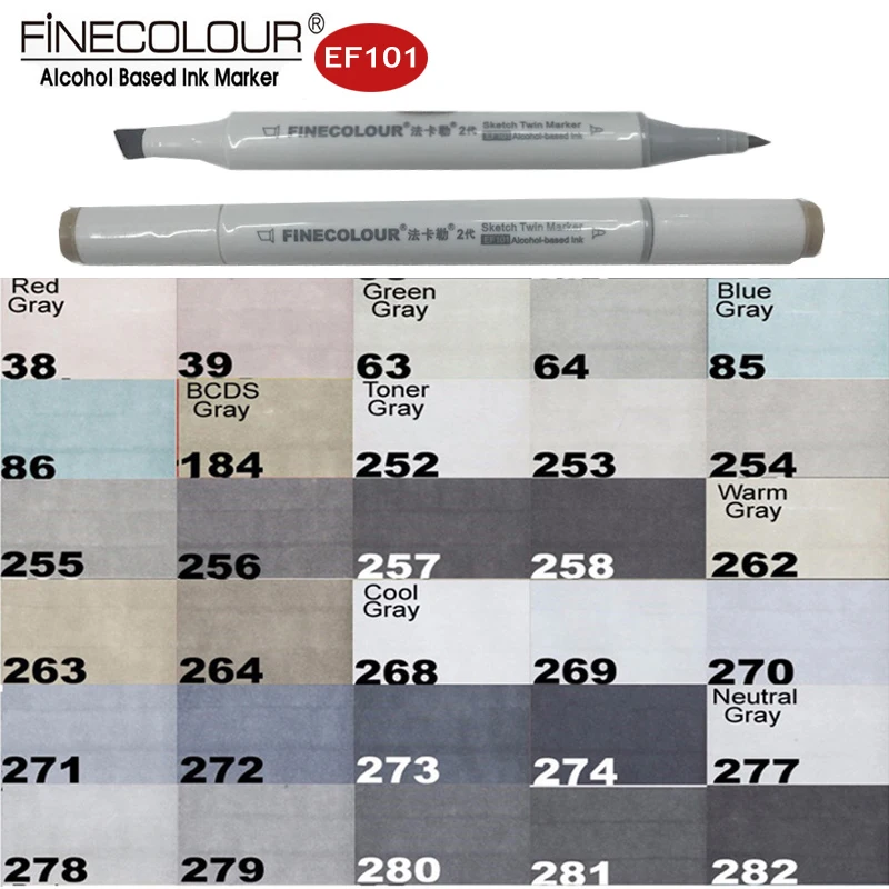 Finecolour Grayscale Art Markers Blue/Green/Tone/natural/Cool/Warm Gray