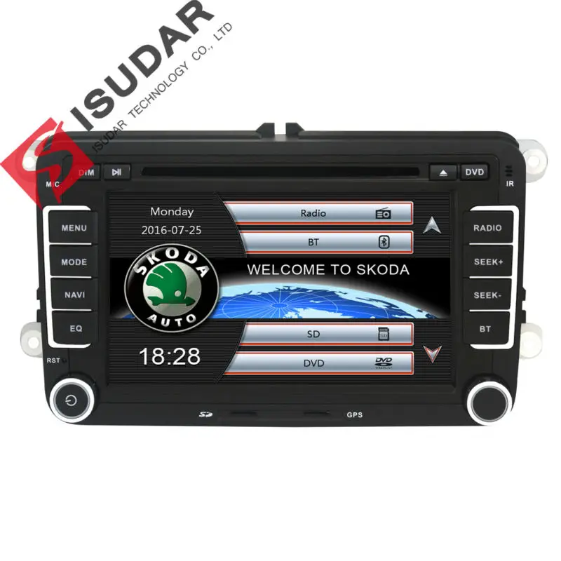 Isudar Car Multimedia player automotivo font b GPS b font Autoradio 2 Din For Skoda Octavia