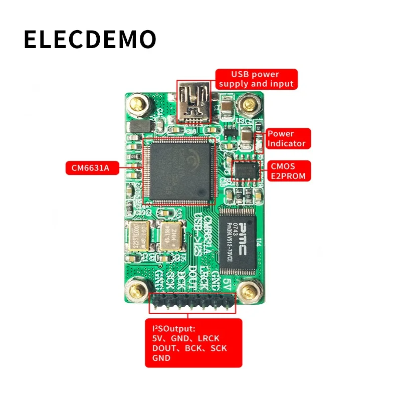 Модуль звуковой карты CM6631A цифровой интерфейс USB к I2S 32 бит/192K с декодером Hi Fi