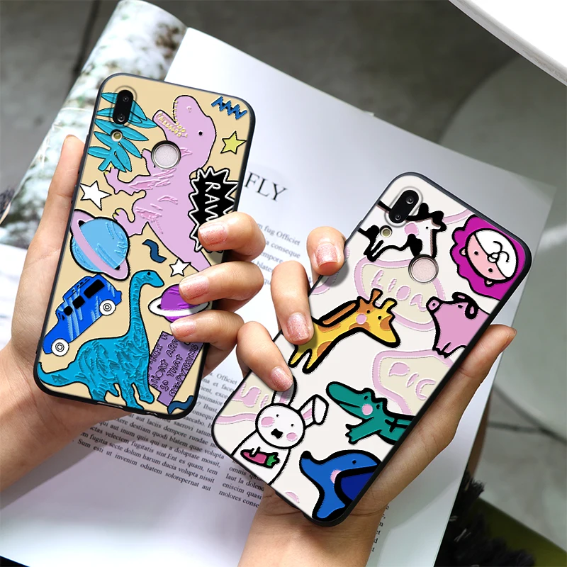 

3D Embossed dinosaur Phone Case For Huawei P8 P9 P10 P30 Mate 20 Pro mini P Smart 2019 Fundas Soft TPU For Huawei P20 Lite Cover