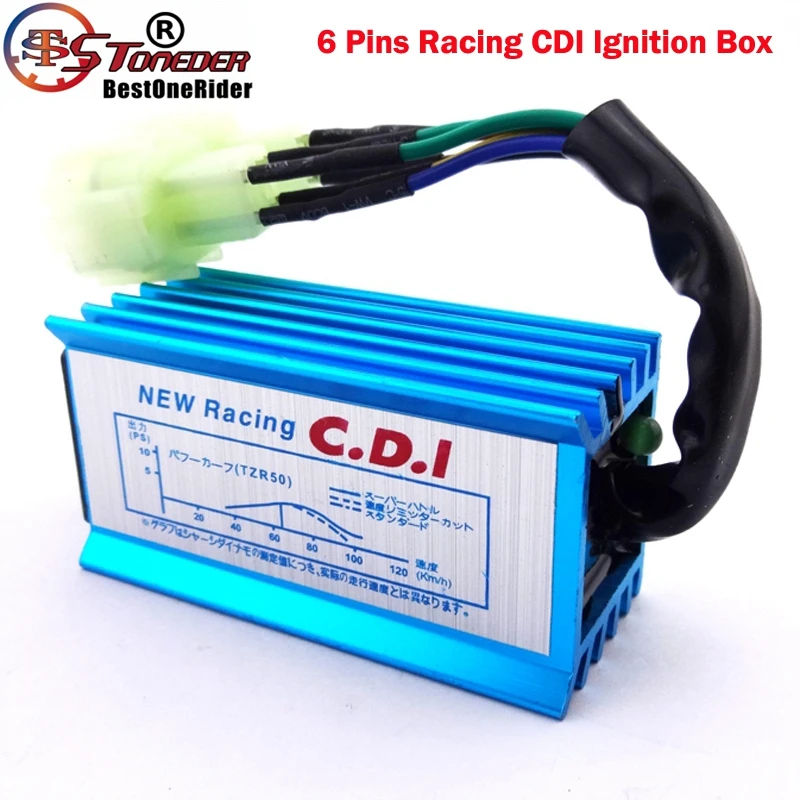 STONEDER Blue Racing 6 Pin AC cdi-зажигание коробка для GY6 двигателя 50cc 90cc 110cc 125cc 150cc китайский Мопед Скутер ATV квадроцикл багги