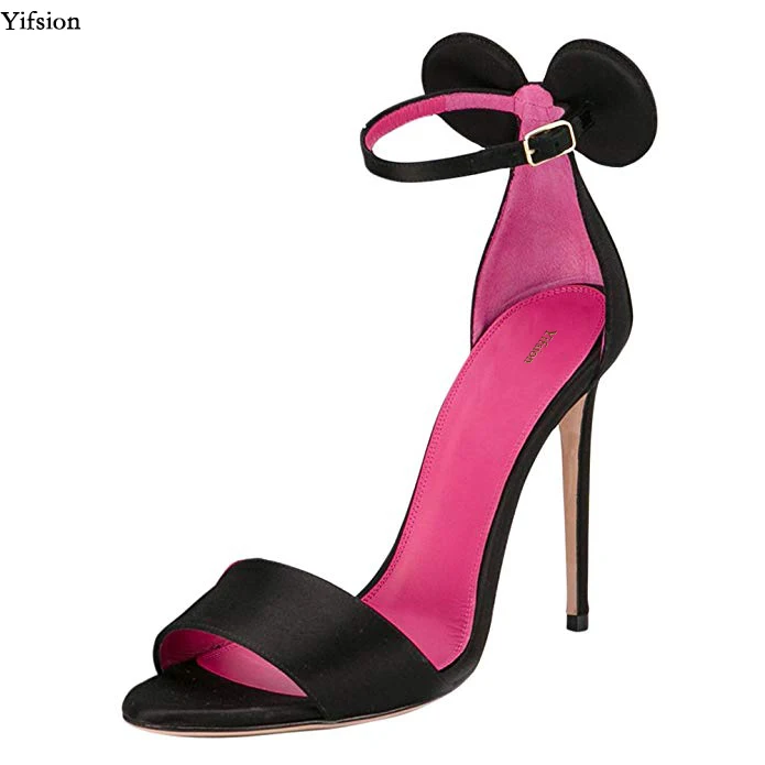 

Yifsion New Women Butterfly-Knot Sandals Sexy Stiletto Heels Sandals Open Toe Elegant Black Party Shoes Ladies US Plus Size 5-13
