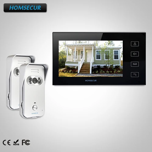

HOMSECUR 7" Video Door Entry Security Intercom+Black Monitor for Apartment TC021-S Camera+TM704-B Monitor