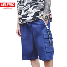 Эльфрик синий шорты-карго Для Мужчин's Повседневное летние Карманы Короткие Джоггеры мужские Фитнес ленты молния тренировки Мода Swag шорты RK15