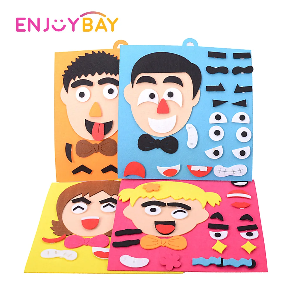 

Enjoybay Felt Cloth Facial Expression Puzzle 3D Five Sense Organs Toy Kids Recognition Training Toy Children DIY Educational Toy