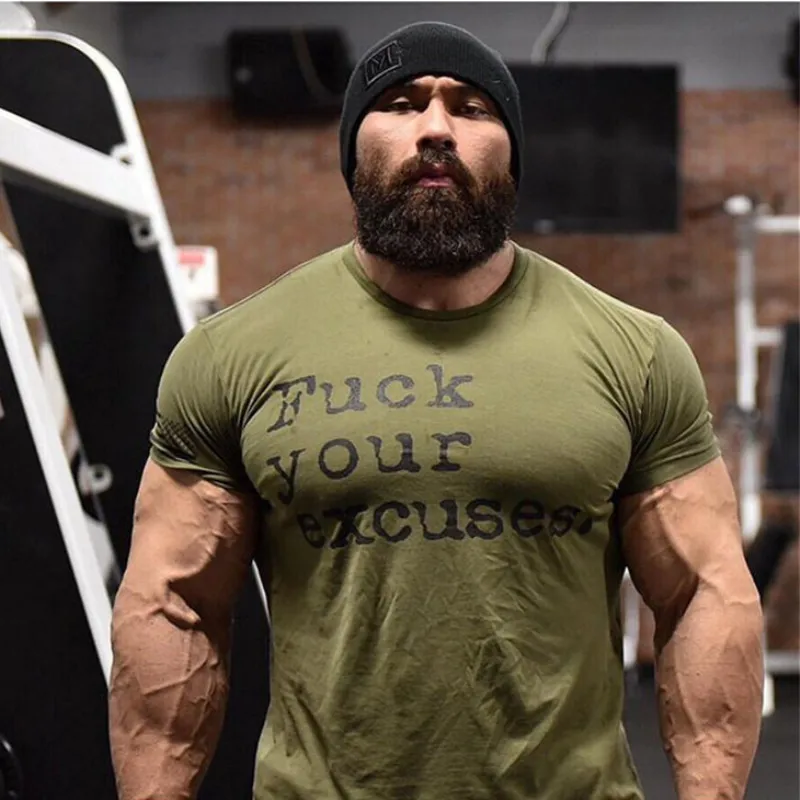 

2019 New Mens Summer Bodybuilding Cotton Short Sleeve T Shirt Gyms Fitness Shirts Male Casual Workout Tee Tops Clothing