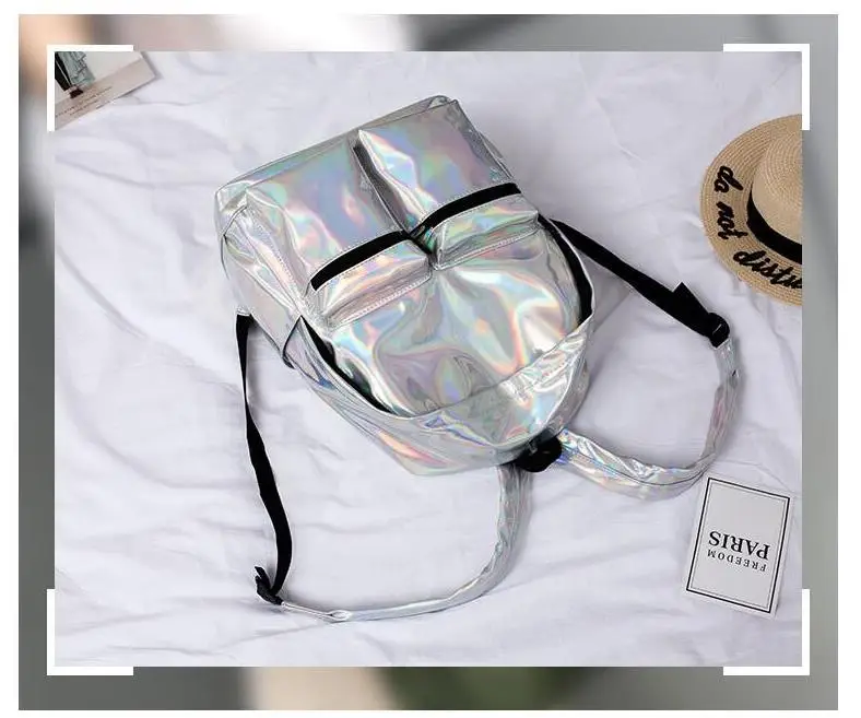 Для женщин Рюкзак Голограмма лазерные Рюкзаки Женские Простые сумки кожа голографическая высококачественные рюкзаки для девочек