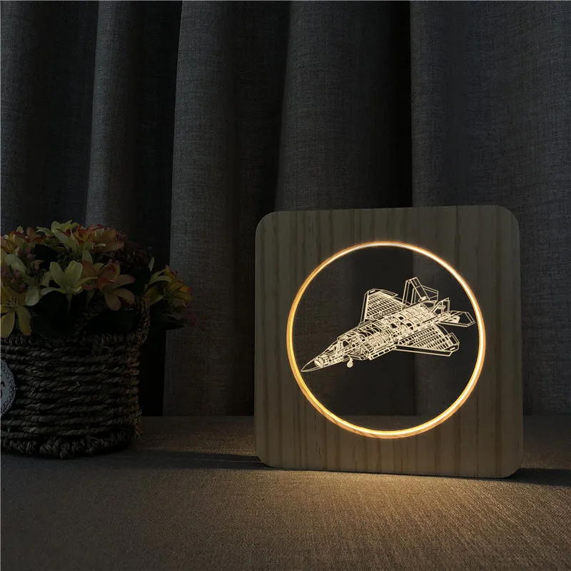 Музыка Гитара Saxphone наушники самолет Танк футбольный светильник USB 3D светодиодный ночной Светильник деревянный теплый светильник s для вечеринки, дня рождения, подарок на праздник - Испускаемый цвет: Wooden Lamp 8