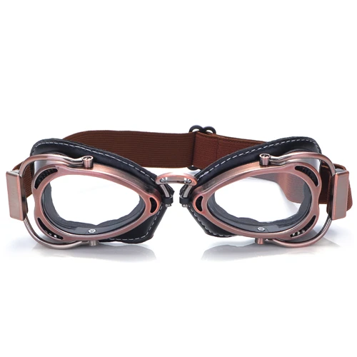 BJMOTO красочные винтажные мотоциклетные очки серебряная рамка стимпанк мотокросса очки солнцезащитные очки для Harley очки для мотоциклов - Цвет: Copper Clear