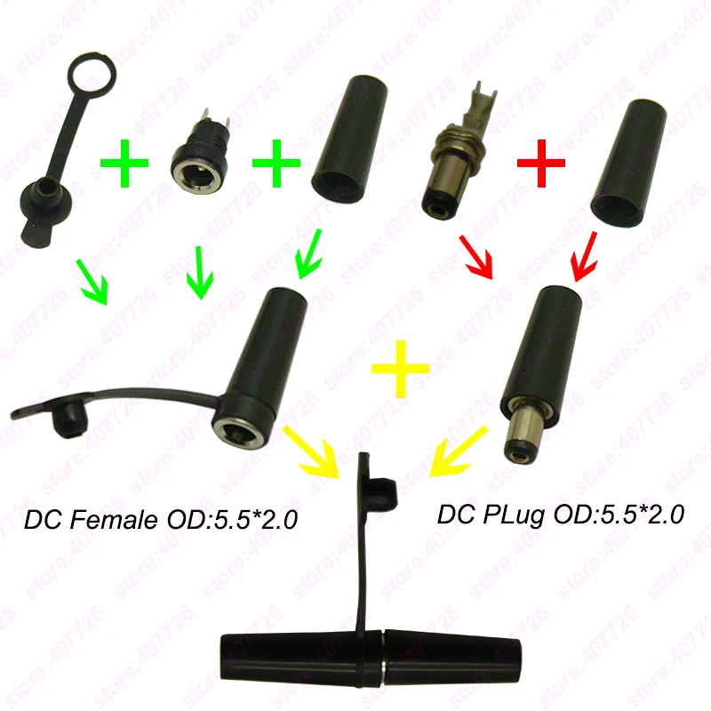 5Pairs=10Pcs DIY DC Power Connector With Waterproof Cap Socket Plug