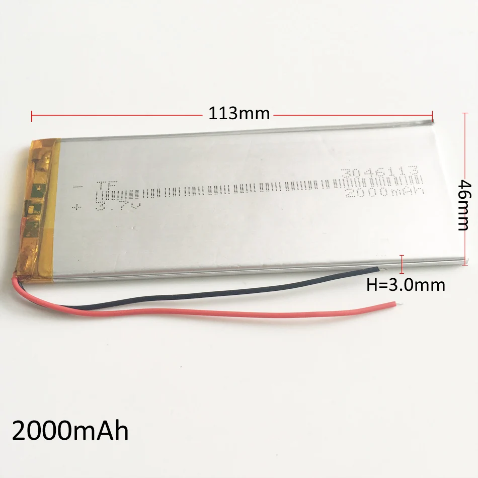

3.7V 2000mAh Lithium Polymer LiPo Rechargeable Battery Li cells For Camera DVD GPS smart watch speaker bluetooth 3046113