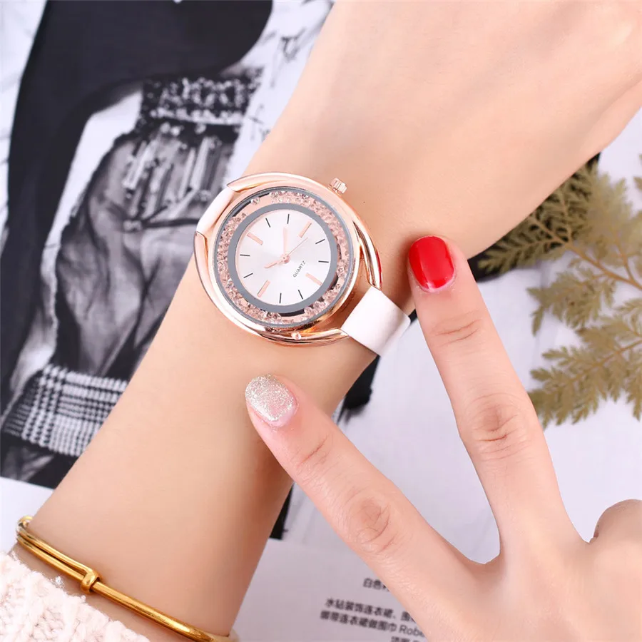 

Vansvar Best Sell Women Watches Leather Watch Casual Luxury Brand Rhinestone Quicksand Quartz Ladies Watch Clock Gift Relogio #W