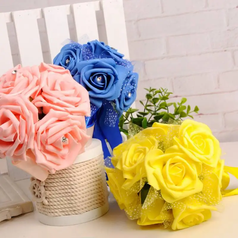 

Wedding Lace Rhinestone Decor Sweet Wedding Bouquet Bridal Flower Artificial Silk Rose Bridal Flowers for Bride Bridesmaid