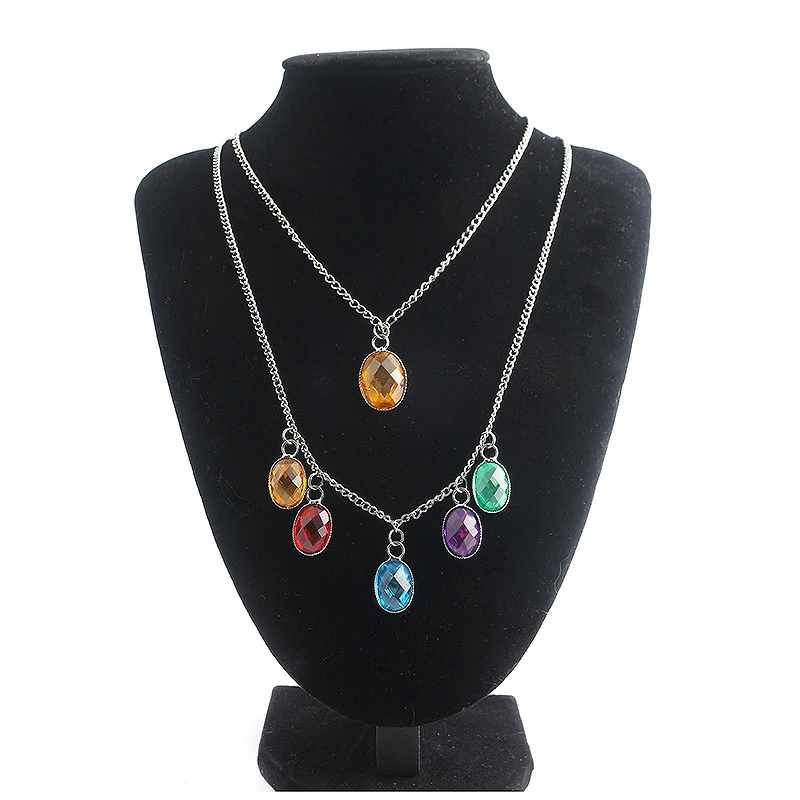 

RJ New Avengers 3 Infinity War Chic Necklaces Thanos Infinite Power Gauntlet Spirit Stone Pendants Women Girl Party Cosplay Gift
