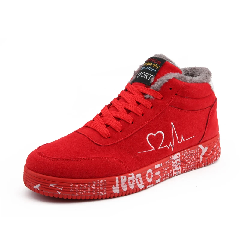 

Macvise 2018 Ankle Boots for Women Men Boots Snow Winter Boots Heart Shape Suede Shoes Warm Short Plush Fur Ladies Red Boots