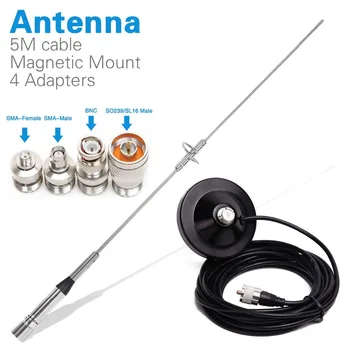 

Nagoya NL-770S Dual Band VHF UHF Antenna for Walkie Talkie Mobile Radio+PL259 5M Coaxial Cable Clip Mount + 4 Connector Adapters