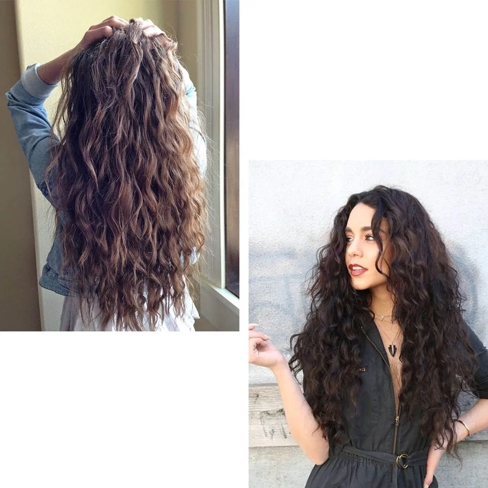 AISI BEAUTY Synthetic Clip In Hair Extensions Hair Piece 110G Water Wave One Clip In False Styling Hair 3/4 full Heat Resistant