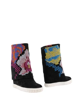 

Hot Multi Color Embroidery Women Round Toe Mid-Calf Boots Fashion Black Suede Leather Ladies Wedge Heel Boots Slip On Boots