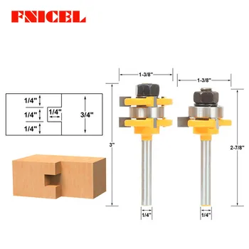 

2pc1/4" Shank Tongue and Groove Router Bit Set Shaker Woodworking Chisel Stock Wood Cutting Tool
