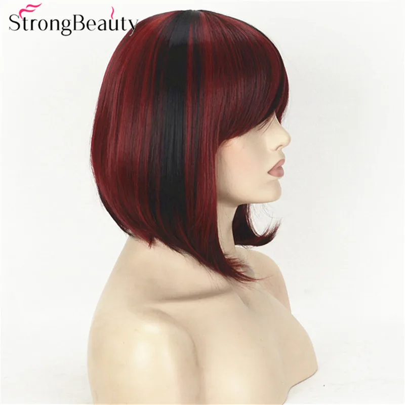 TY 1787 1B-130M Short bob style women's red and black wig (9)