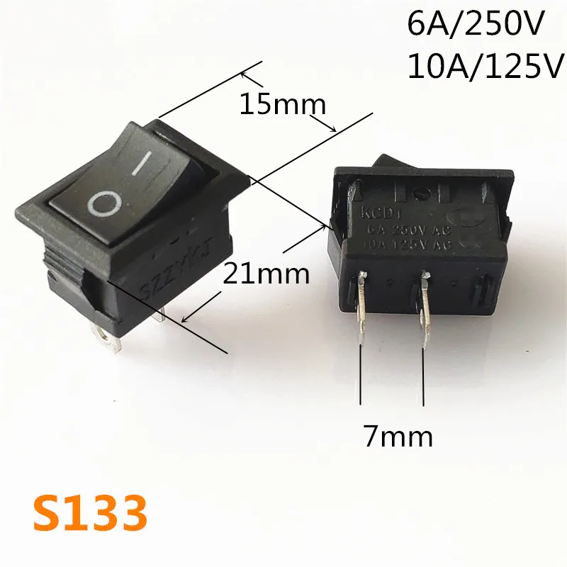 S133 SPST KCD1 2PIN 3PIN вкл/выкл круглая/квадратная лодка кулисный переключатель DC AC 6A/250V Автомобильная приборная панель пластиковый переключатель дропшиппинг - Цвет: S133