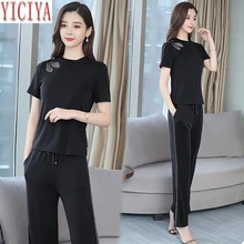 2020 New Summer Fashion Women's Sets Suit Female Trouser with Stripes 2 Piece Set Outfit Tracksuit Co-ord Pant and Top Plus Size 2020 New Summer Fashion Women's Sets Suit Female Trouser with Stripes 2 Piece Set Outfit Tracksuit Co-ord Pant and Top Plus Size