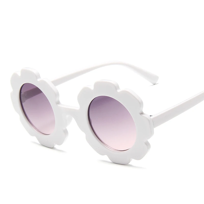 Longketter винтажные очки детские солнцезащитные очки с круглым цветком Gafas детские спортивные очки UV400 для девочек и мальчиков Oculos De Sol - Цвет линз: C8white gradual grey