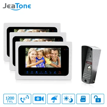 

JeaTone Wired Video Door Phone Intercom 7 inch TFT Monitor Dual-way Remote Unlocking Night Vision PIR Sensor Motion Detection