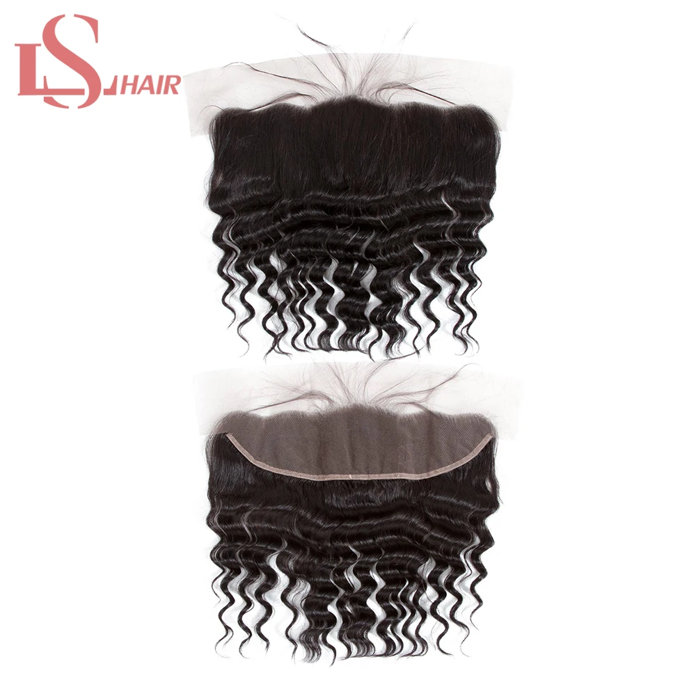 

LS Hair Brazilian Loose Deep Pre Plucked 13*4 Lace Frontal Closure Free Part Ear To Ear Natural Color 100% Remy Human Hair