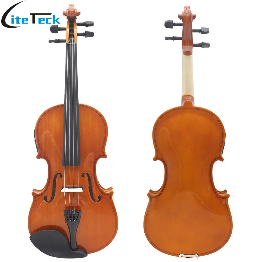 4/4 Full Size Violin Natural Acoustic EQ Violin Fiddle Solid Wood
