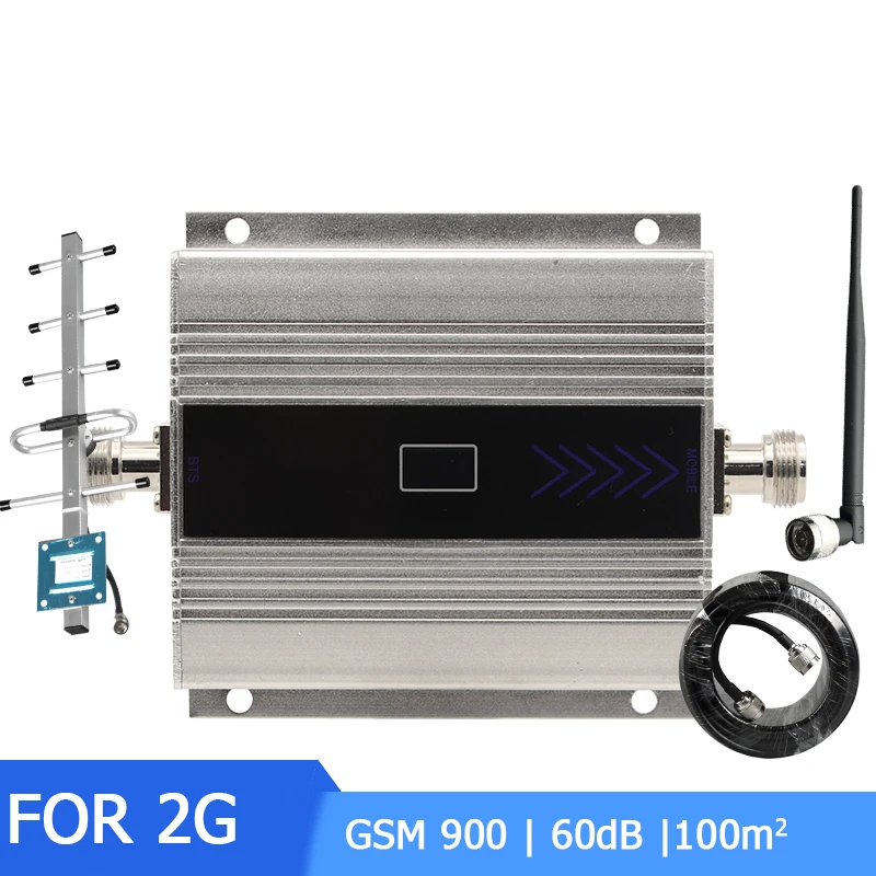 

Signal Booster LCD Display Mini GSM Repeater 900MHz Cellular Signal Repeater Amplifier With Yagi Antenna 10m Cable